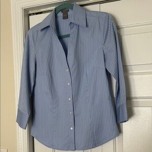 Ann Taylor Light Blue Pinstripe Blouse